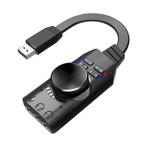 Carte son de jeu professionnelle avec interface audio USB,adaptateur de téléphone de sauna,carte son pour micro,haut-parleur,ordinateur portable,PC,7.1 canaux - Type Black