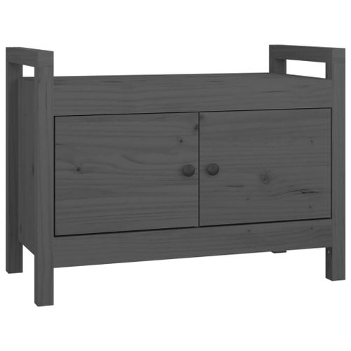 Vidaxl Banc D'entrée Gris 80x40x60 Cm Bois De Pin Massif