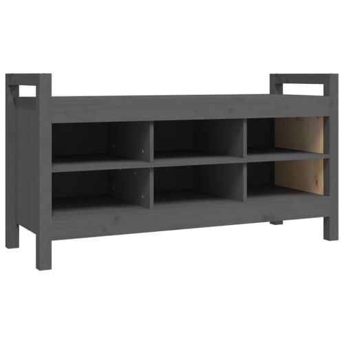 Vidaxl Banc D'entrée Gris 110x40x60 Cm Bois De Pin Massif