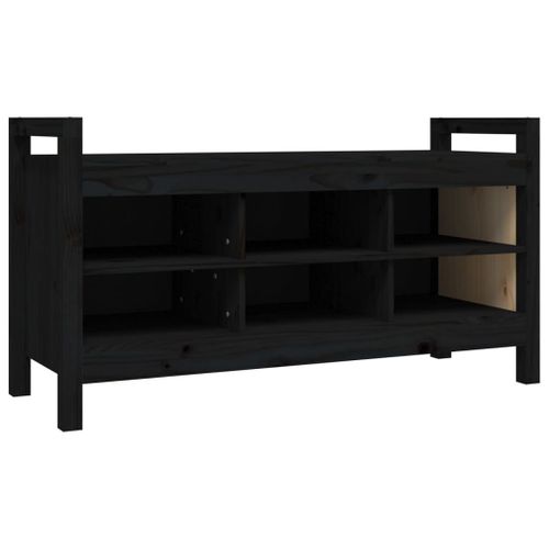 Vidaxl Banc D'entrée Noir 110x40x60 Cm Bois De Pin Massif