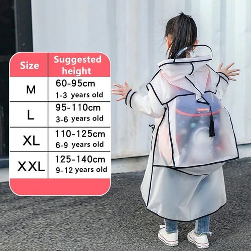 Imperméable Transparent En Plastique Brûleur Pour Enfants,Imperméable De Voyage,Vêtements De Pluie,Sac À Dos Pour Enfants,Manteau De Pluie Pour Filles Et Garçons,Mode