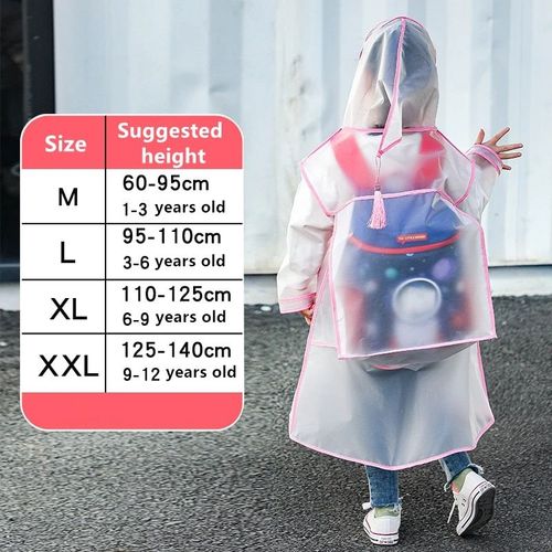 Imperméable Transparent En Plastique Brûleur Pour Enfants,Imperméable De Voyage,Vêtements De Pluie,Sac À Dos Pour Enfants,Manteau De Pluie Pour Filles Et Garçons,Mode