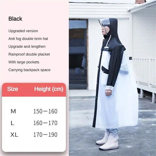 Poncho Anti-Imperméable Observateur Et Transparent Pour Adulte,Équipement De Pluie Résistant Aux Intempéries,De Haute Qualité,Noir