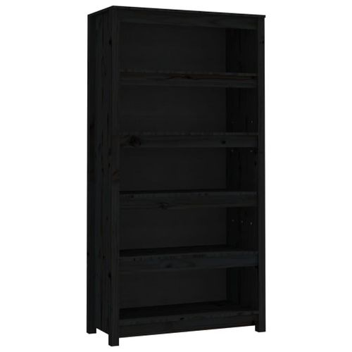 Vidaxl Bibliothèque Noir 80x35x154 Cm Bois De Pin Massif