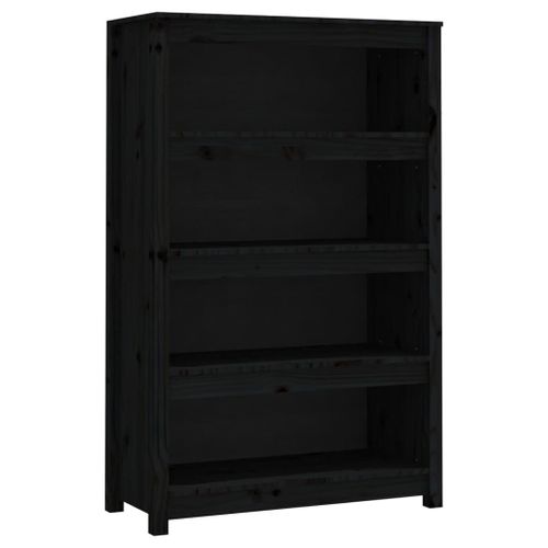 Vidaxl Bibliothèque Noir 80x35x126 Cm Bois De Pin Massif