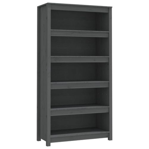 Vidaxl Bibliothèque Gris 80x35x154 Cm Bois De Pin Massif