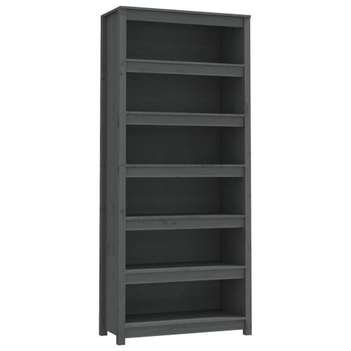 Vidaxl Bibliothèque Gris 80x35x183 Cm Bois De Pin Massif