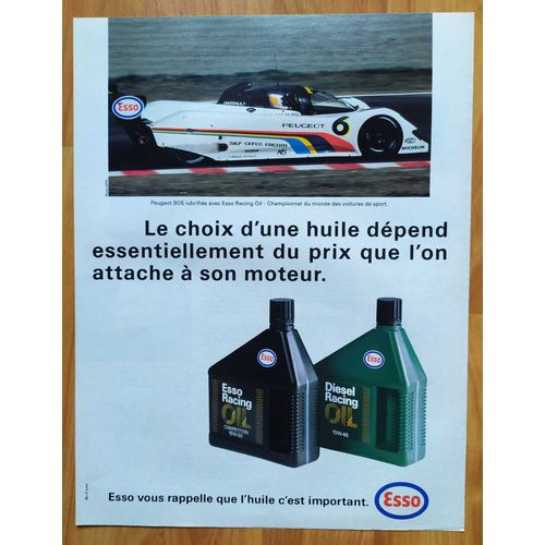 Publicité Papier - Huile Esso - Peugeot 905 De 1991