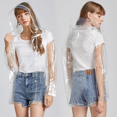 Imperméables Courts Transparents Pour Hommes Et Femmes,Couvre-Pluie Tendance,Chapeau Parfait