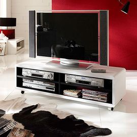 Meuble Tv 4 Niches 120x39x35 Cm Blanc Et Noir - Youlia
