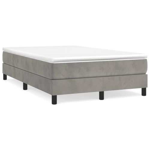 Vidaxl Lit À Sommier Tapissier Et Matelas Gris Clair 120x200cm Velours