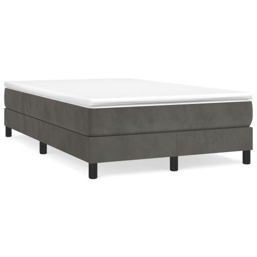Vidaxl Lit À Sommier Tapissier Et Matelas Gris Foncé 120x200cm Velours
