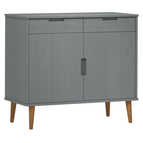 Vidaxl Buffet Gris 90x40x80 Cm Bois Massif De Pin