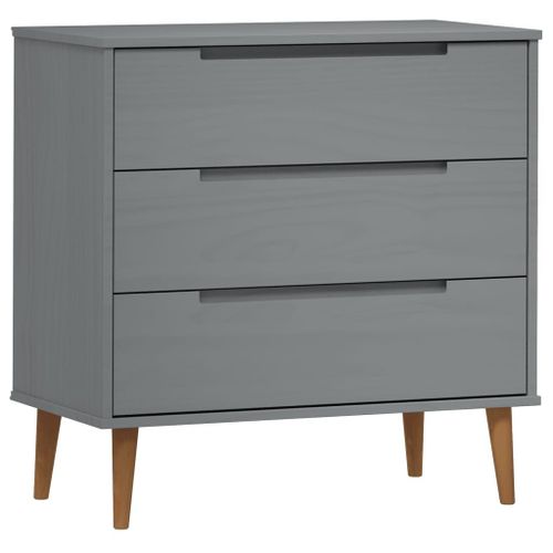 Vidaxl Commode Gris 80x40x80 Cm Bois De Pin Massif