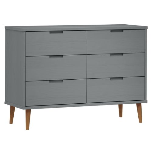 Vidaxl Commode Gris 113x40x80 Cm Bois De Pin Massif