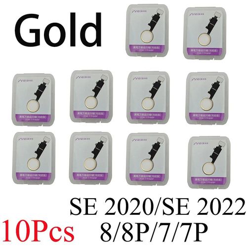 10pcs,Bouton D'accueil pour iPhone 8 Plus 7 plus 6 6s 5s SE 2022 SE 2020 Avec Câble Flexible Clé Principale Retour Fonctions Ne Capteur D'empreintes Digitales Touch ID - Type 10x 8 8P 7 7P Gold