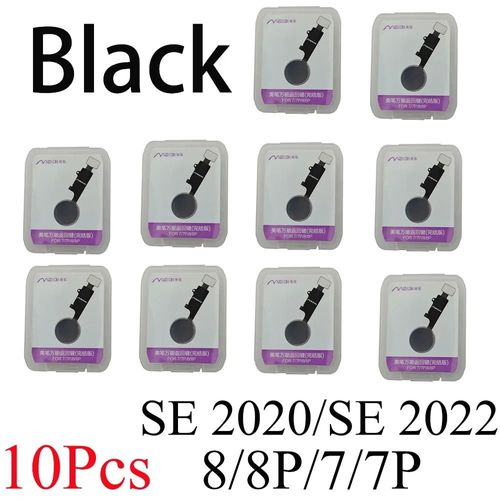 10pcs,Bouton D'accueil pour iPhone 8 Plus 7 plus 6 6s 5s SE 2022 SE 2020 Avec Câble Flexible Clé Principale Retour Fonctions Ne Capteur D'empreintes Digitales Touch ID - Type 10x 8 8P 7 7P Black