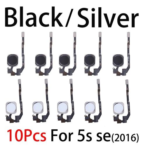 10pcs,Bouton D'accueil Pour Iphone 8 Plus 7 Plus 6 6s 5s Se 2022 Se 2020 Avec Câble Flexible Clé Principale Retour Fonctions Ne Capteur D'empreintes Digitales Touch Id - Type 5s Se Black Silver