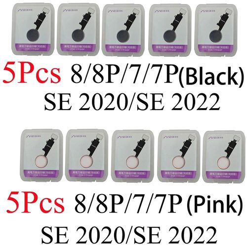 10pcs,Bouton D'accueil pour iPhone 8 Plus 7 plus 6 6s 5s SE 2022 SE 2020 Avec Câble Flexible Clé Principale Retour Fonctions Ne Capteur D'empreintes Digitales Touch ID - Type 8 8P 7 7P Black Pink
