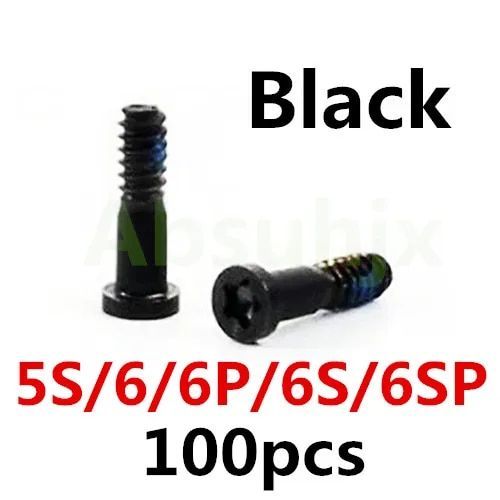 100pcs Couverture Arrière Vis Pour Iphone X Xs 11 12 13 Pro Max 5s 6 6s 7 8 Plus Bas Connecteur Dock Cinq Étoiles Vis Pentalobe - Type 100x 5s 6 6s Black