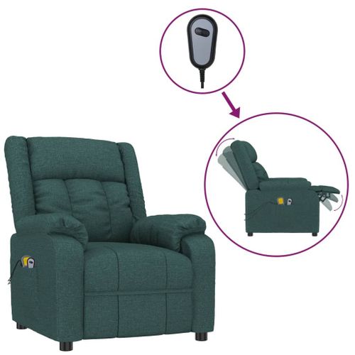 Vidaxl Fauteuil Électrique De Massage Vert Foncé Tissu