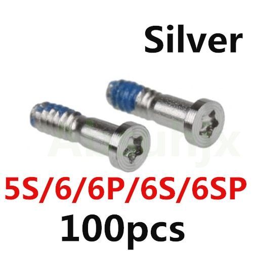 100pcs Couverture Arrière Vis Pour Iphone X Xs 11 12 13 Pro Max 5s 6 6s 7 8 Plus Bas Connecteur Dock Cinq Étoiles Vis Pentalobe - Type 100x 5s 6 6s Silver