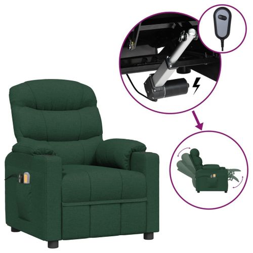 Vidaxl Fauteuil Électrique De Massage Vert Foncé Tissu