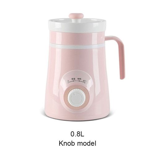 Mini bouilloire à eau électrique en céramique,tasse chauffante thermique,bol de soupe,marmite de santé,Leurs oût,bouillie,cuisinière lente,chauffe-lait 0,6 l - Type 0.8L Knob Pink