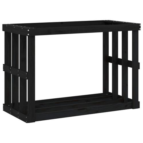 Vidaxl Porte-Bûches D?Extérieur Noir 108x52x74 Cm Bois Massif De Pin