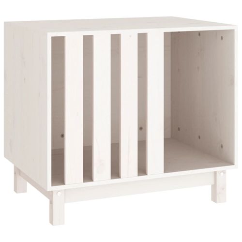 Vidaxl Niche Pour Chien Blanc 70x50x62 Cm Bois De Pin Massif