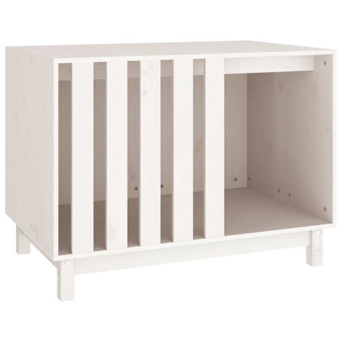 Vidaxl Niche Pour Chien Blanc 90x60x67 Cm Bois De Pin Massif