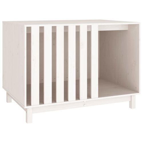 Vidaxl Niche Pour Chien Blanc 100x70x72 Cm Bois De Pin Massif