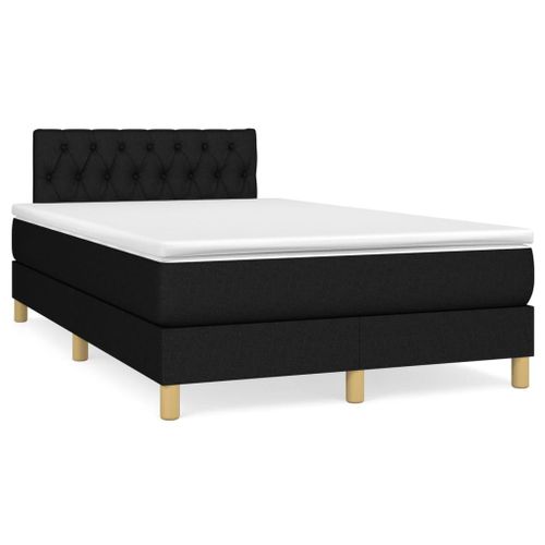 Vidaxl Lit À Sommier Tapissier Avec Matelas Noir 120x200 Cm Tissu