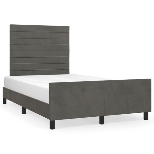 Vidaxl Cadre De Lit Avec Tête De Lit Gris Foncé 120x200 Cm Velours
