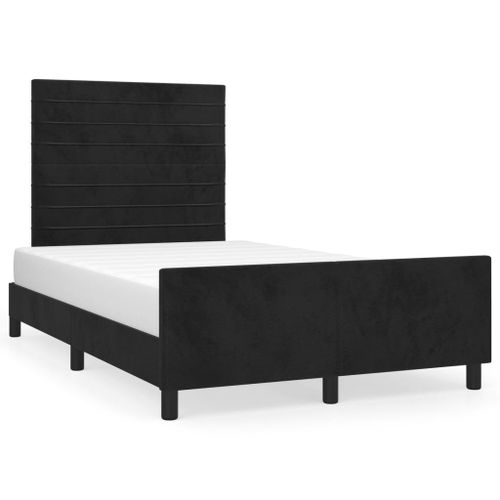 Vidaxl Cadre De Lit Avec Tête De Lit Noir 120x200 Cm Velours
