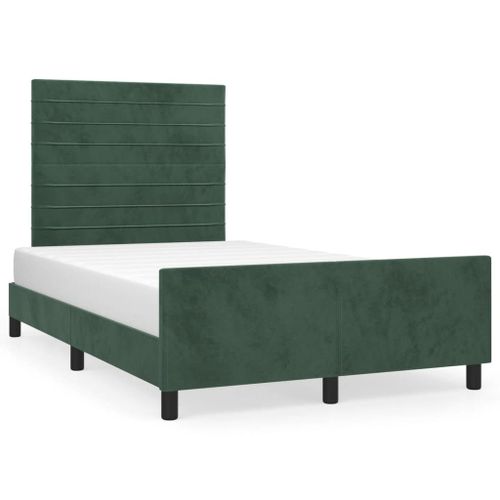 Vidaxl Cadre De Lit Avec Tête De Lit Vert Foncé 120x200 Cm Velours