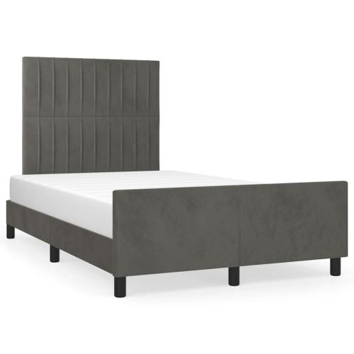 Vidaxl Cadre De Lit Avec Tête De Lit Gris Foncé 120x200 Cm Velours
