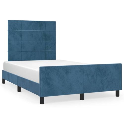 Vidaxl Cadre De Lit Avec Tête De Lit Bleu Foncé 120x200 Cm Velours