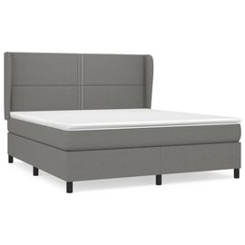 Lit À Sommier Tapissier Avec Matelas Gris Foncé 160x200cm Tissu