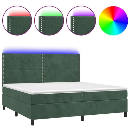 Vidaxl Sommier Tapissier Matelas Et Led Vert Foncé 200x200 Cm Velours