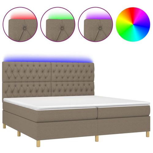 Vidaxl Sommier Tapissier Et Matelas Et Led Taupe 200x200 Cm Tissu