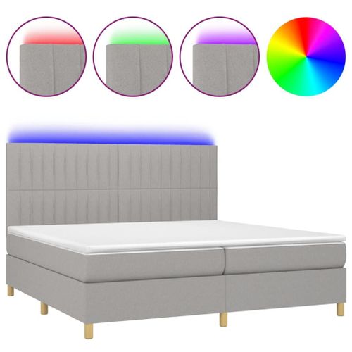 Vidaxl Sommier Tapissier Matelas Et Led Gris Clair 200x200 Cm Tissu