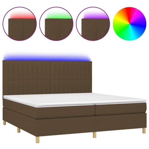 Vidaxl Sommier Tapissier Matelas Et Led Marron Foncé 200x200 Cm Tissu