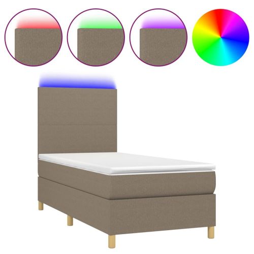 Vidaxl Sommier Tapissier Avec Matelas Et Led Taupe 90x200 Cm Tissu