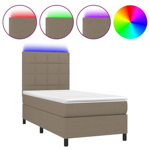Vidaxl Sommier Tapissier Avec Matelas Et Led Taupe 80x200cm Tissu