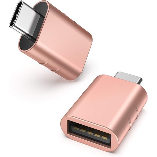 Adaptateur USB C vers USB Pack de 2 Adaptateurs USB C mâle vers USB3 Femelle Compatible avec MacBook Pro/Air 2021 iMac iPad Mini 6/Pro, Adaptateur Thunderbolt 3/4, Or Rose