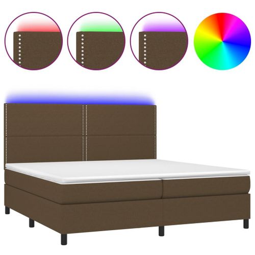 Vidaxl Sommier Tapissier Matelas Et Led Marron Foncé 200x200 Cm Tissu