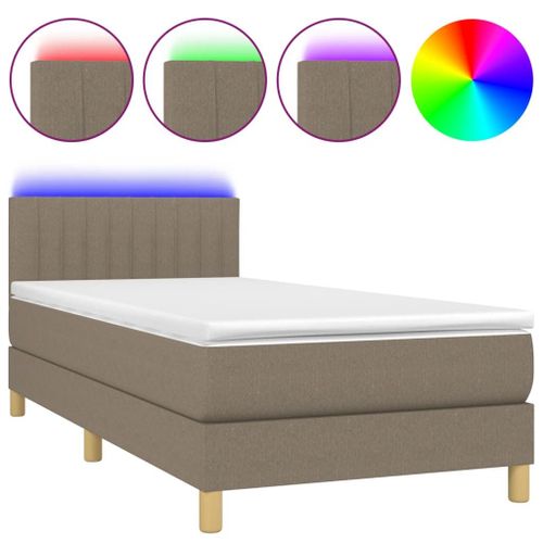 Vidaxl Sommier Tapissier Avec Matelas Et Led Taupe 90x200 Cm Tissu