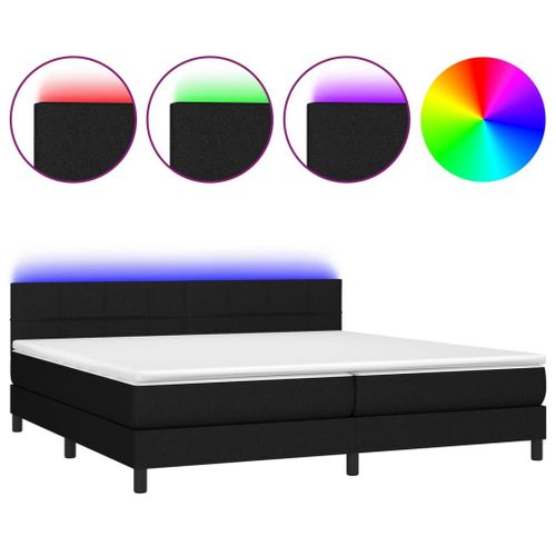vidaXL Sommier tapissier et matelas et LED Noir 200x200 cm Tissu
