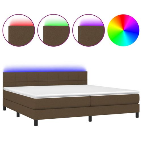 Vidaxl Sommier Tapissier Matelas Et Led Marron Foncé 200x200 Cm Tissu
